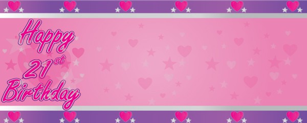 Happy 21st Birthday Faded Hearts Design Small Personalised Banner - 4ft x 2ft