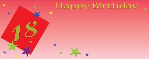 Happy 18th Birthday Pink and Red Square Medium Personalised Banner - 6ft x 2.25ft