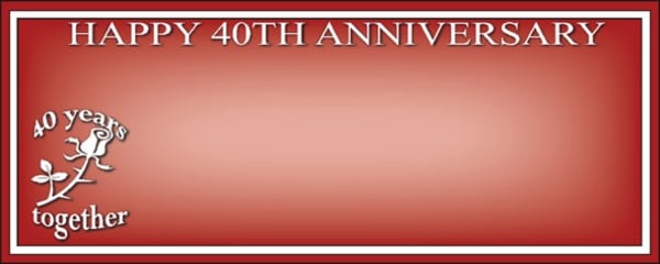 Happy 40th Ruby Anniversary Red with White Rose Small Personalised Banner - 4ft x 2ft