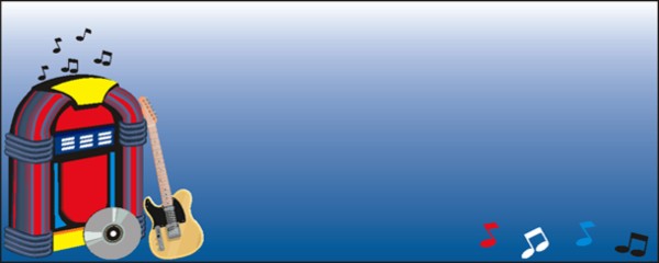 Jukebox  CD and Guitar Blue Music Small Personalised Banner - 4ft x 2ft
