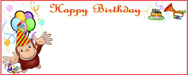 Happy Birthday Curious George Small Personalised Banner Personalised Banner - 4ft x 2ft