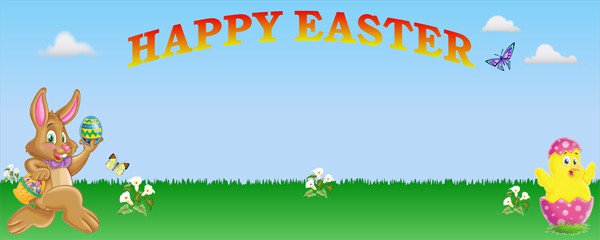 Happy Easter Bunny With Chick Personalised Banner