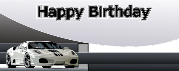 Happy Birthday Chrome Racer Design Small Personalised Banner - 4ft x 2ft