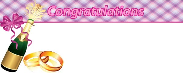 Wedding Champagne and Ring Design Small Personalised Banner - 4ft x 2ft