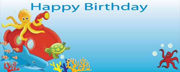 Deep Sea Fun Party Design - Small 4ft X 2ft Personalised Banner