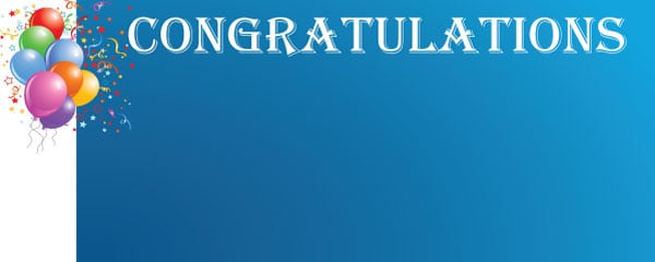 Congratulations Blue Celebration Design Small Personalised Banner - 4ft x 2ft