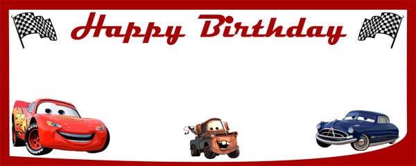 Ready to Race Cars Birthday Design Small Personalised Banner - 4ft x 2ft