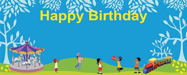 Happy Birthday In The Night Garden Design Large Personalised banner - 10ft x 4ft