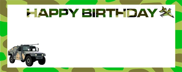 Happy Birthday Camouflage Design Small Personalised Banner - 4ft x 2ft