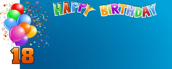 Happy 18th Balloon & Confetti Design Small Personalised Banner - 4ft x 2ft