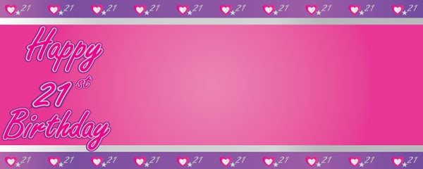 Happy 21st Birthday Pink and Purple Hearts Design