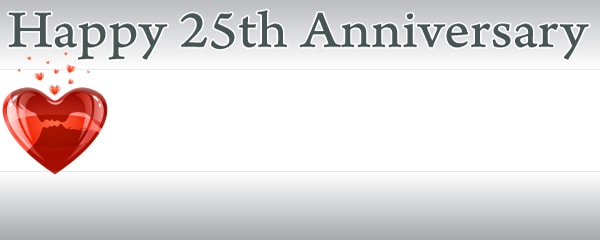 25th Anniversary Floating Hearts Design