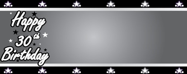 Happy 30th Birthday Silver Stars Design