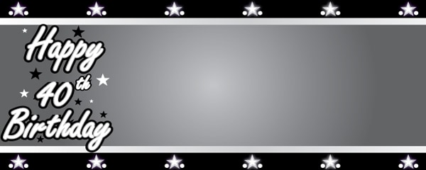 Happy 40th Birthday Silver Stars Design