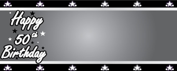 Happy 50th Birthday Silver Stars Design