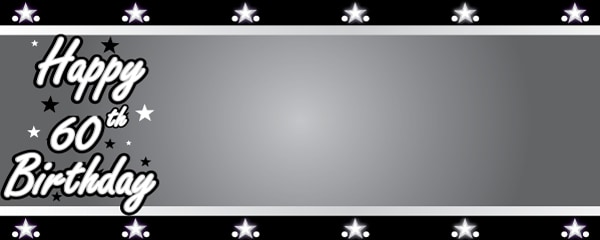 Happy 60th Birthday Silver Stars Design