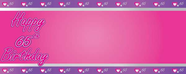 Happy 65th Birthday Pink and Purple Hearts Design