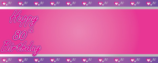 Happy 80th Birthday Pink and Purple Hearts Design 
