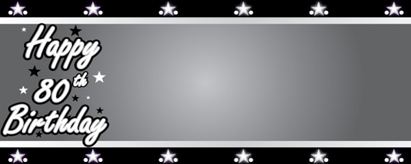 Happy 80th Birthday Silver Stars Design 