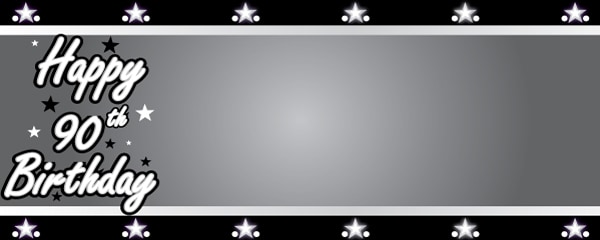 Happy 90th Birthday Silver Stars Design 