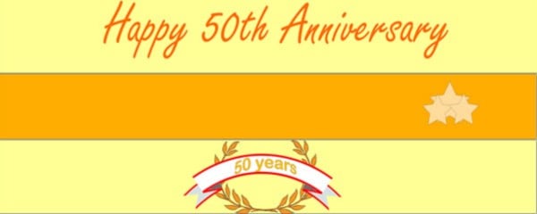 Happy 50th Gold Anniversary Gold Crest Large Personalised Banner - 10ft x 4ft