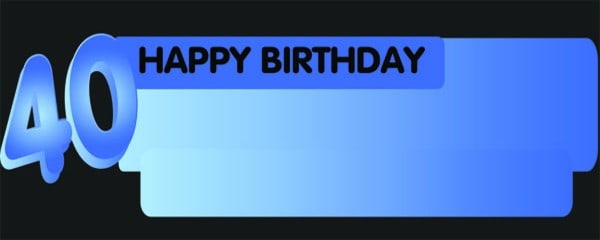 Happy 40th Birthday Black and Blue Small Personalised Banner - 4ft x 2ft