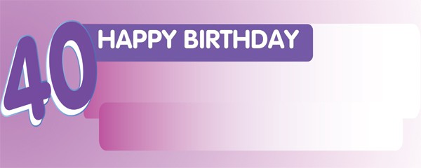 Happy 40th Birthday Lilac and Pink Small Personalised Banner - 4ft x 2ft