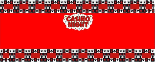 Casino Red, White and Black Trim Small Personalised Banner - 4ft x 2ft