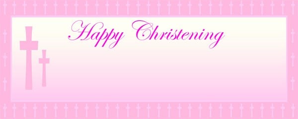 Happy Christening Pink Cross Small Personalised Banner - 4ft x 2ft