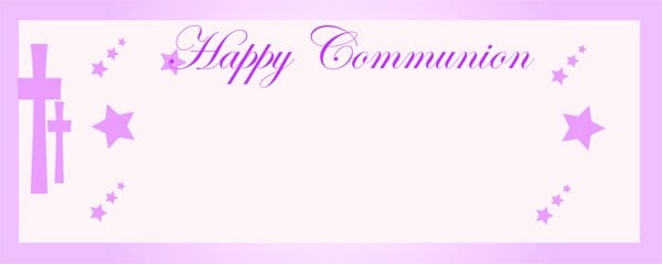 Happy Communion Pink Star Small Personalised Banner - 4ft x 2ft