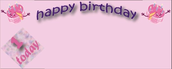 Happy 1st Birthday Pink Birthday Cake Small Personalised Banner - 4ft x 2ft