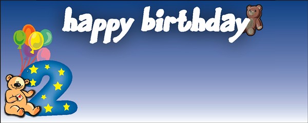 Happy 2nd Birthday Blue Bear and Balloons