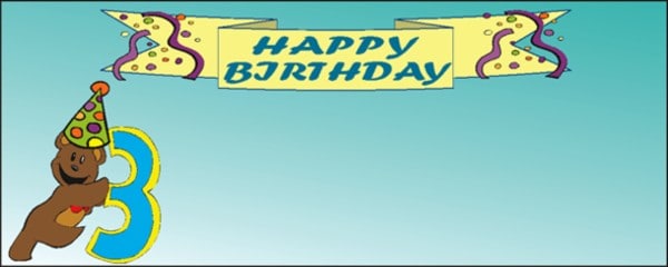Happy 3rd Birthday Blue Bear Design