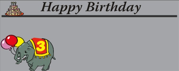 Happy 3rd Birthday Elephant and Balloons Design