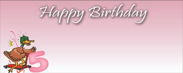 Happy 5th Birthday Girl Skateboarding Duck Design
