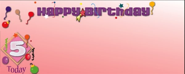 Happy 5th Birthday Pink Balloons Medium Design