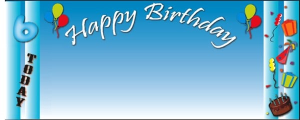 Happy 6th Birthday Blue Presents and Cakes Design