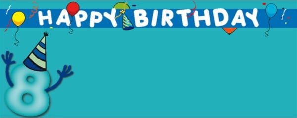 Happy 8th Birthday Turquoise Party Balloons