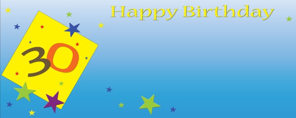 Happy 30th Birthday Blue with Yellow Design