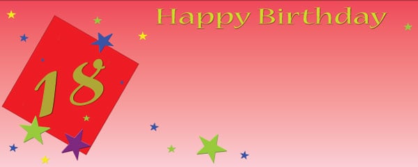 Happy 18th Birthday Pink and Red Square Design
