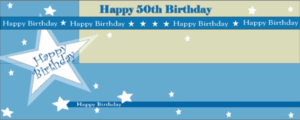 Happy 50th Birthday Shimmer Personalised Banner