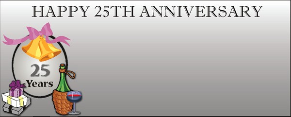 Happy 25th Silver Anniversary Bells and Presents Personalised Banner