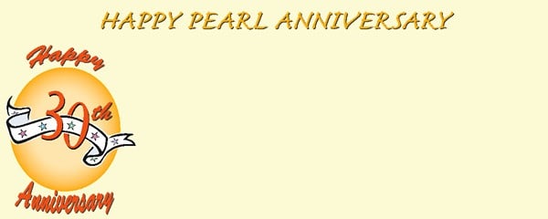 Happy 30th Pearl Anniversary Balloons and Ribbon Small Personalised Banner - 4ft x 2ft