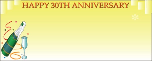 Happy 30th Pearl Anniversary Champagne and Streamers Personalised Banner
