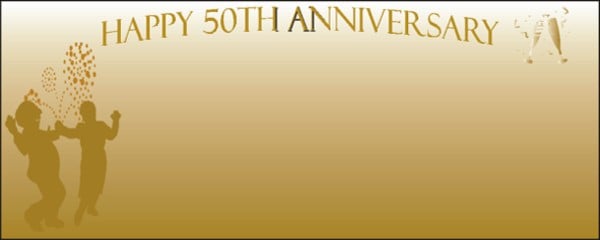 Happy 50th Gold Anniversary Party Time Personalised Banner