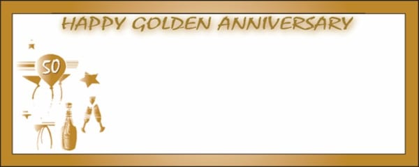 Happy Golden Anniversary Balloons, Stars and Champagne Personalised Banner
