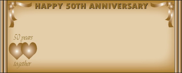 Happy 50th Anniversary Hearts and Ribbon Small Personalised Banner - 4ft x 2ft