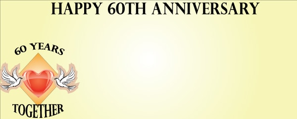 Happy 60th Anniversary Doves and Hearts Personalised Banner