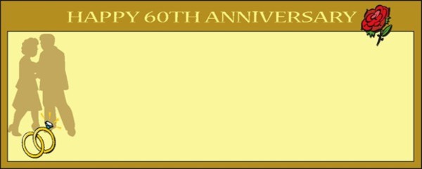 Happy 60th Anniversary Diamond and Roses Personalised Banner