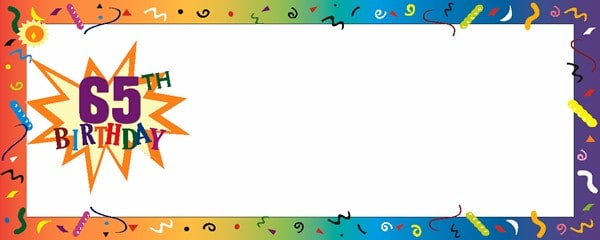 Happy 65th Birthday Confetti Small Personalised Banner - 4ft x 2ft